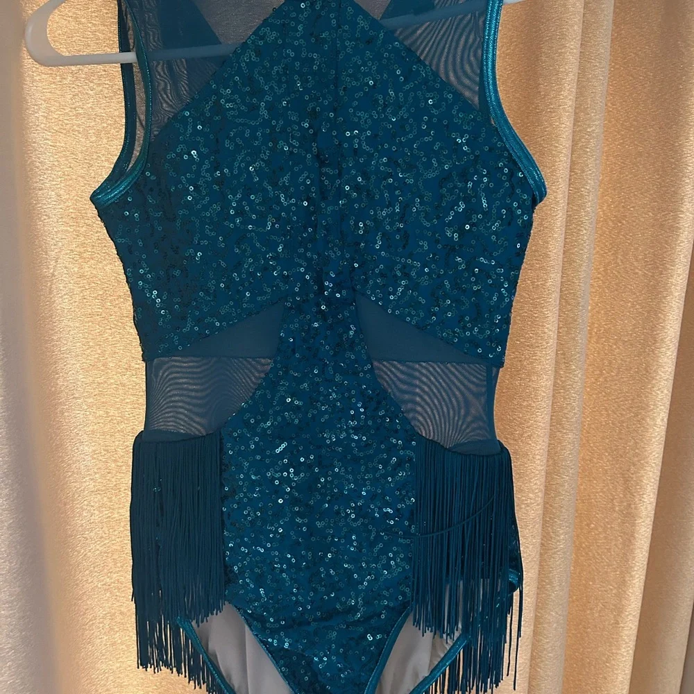 Teal Sequin Fringe Dance Costume - Brand - Picture 5 of 5